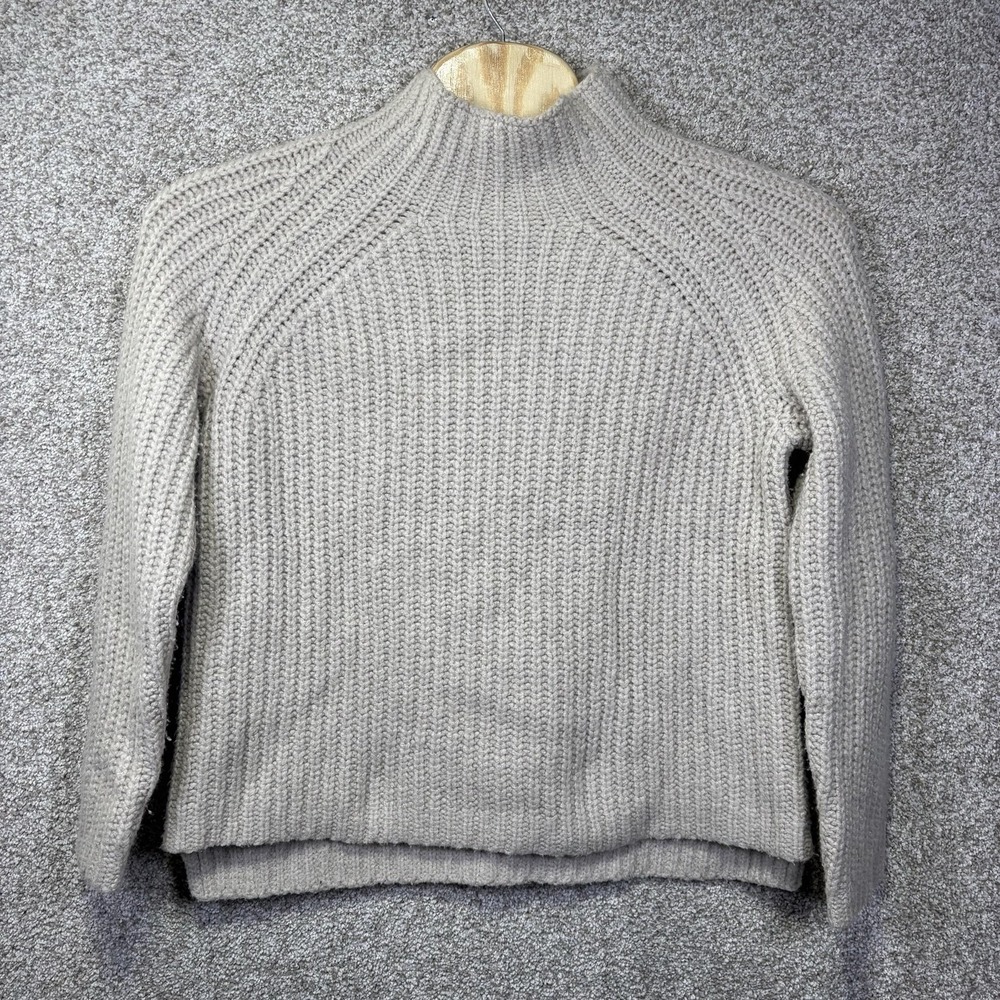 Theory Sweater Womens Medium‎ White Mock Neck Chunky Wool Silk Cashmere Knit